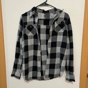Arizona Black and Gray Grey Plaid Flannel Long Sleeve Shirt (Size X-Large) 18/20